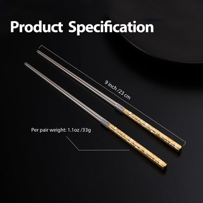 Hagary Dragon Chopsticks Metal Reusable Designed In Korea Japanese Style Stainless Steel 316 18/10 Non-Slip Dishwasher Safe Laser Etched (Gold - 5 Pairs)