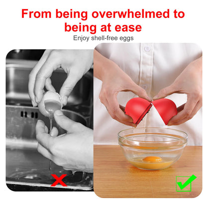 PowCube Egg Cracker, Silicone Egg Shell Opener, Cute Egg Shaped Design, Opens Eggs with Ease, A Little Happiness Boost for Your Kitchen. (Color: Red, 1-Pack)