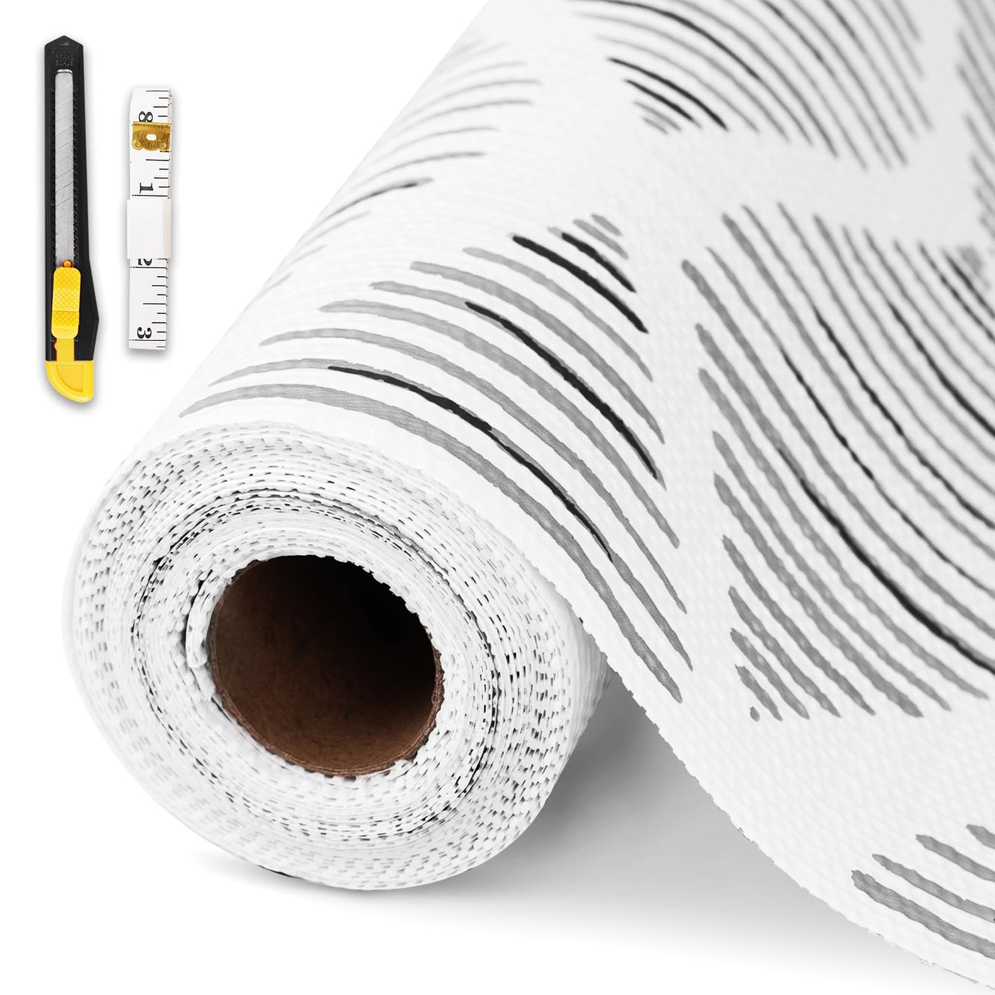 Drawer and Shelf Liner for Kitchen Cabinet,Non-Adhesive Cabinet Liner 12in x 20FT,Waterproof Shelf Paper Non-Slip Mats Cupboard Liners Contact Protect Dresser/Shelves/Table-Square Stripes