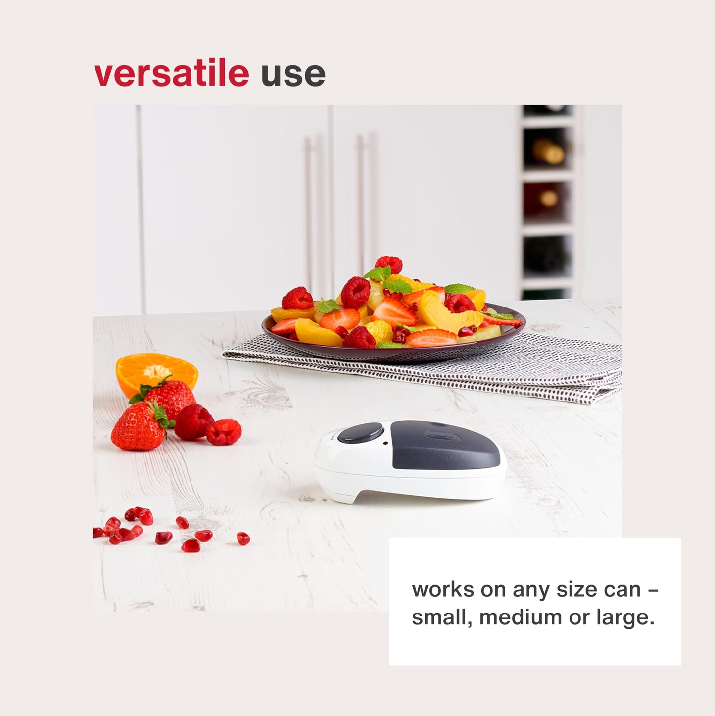 Zyliss EasiCan Electric Can Opener – One-Touch Automatic Tin Opener with Magnet for Safe Lid Removal – Compact, Hands-Free Design for All Can Sizes – Battery Operated, Easy to Use and Store