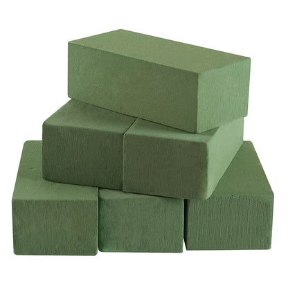 Floral Foam Blocks for Fresh and Artificial Flowers, 6 Pcs Each 8" L x 4" W x 2.8" H Wet and Dry Green Florist Foam for Weddings, Birthday Parties and Holiday Decorations