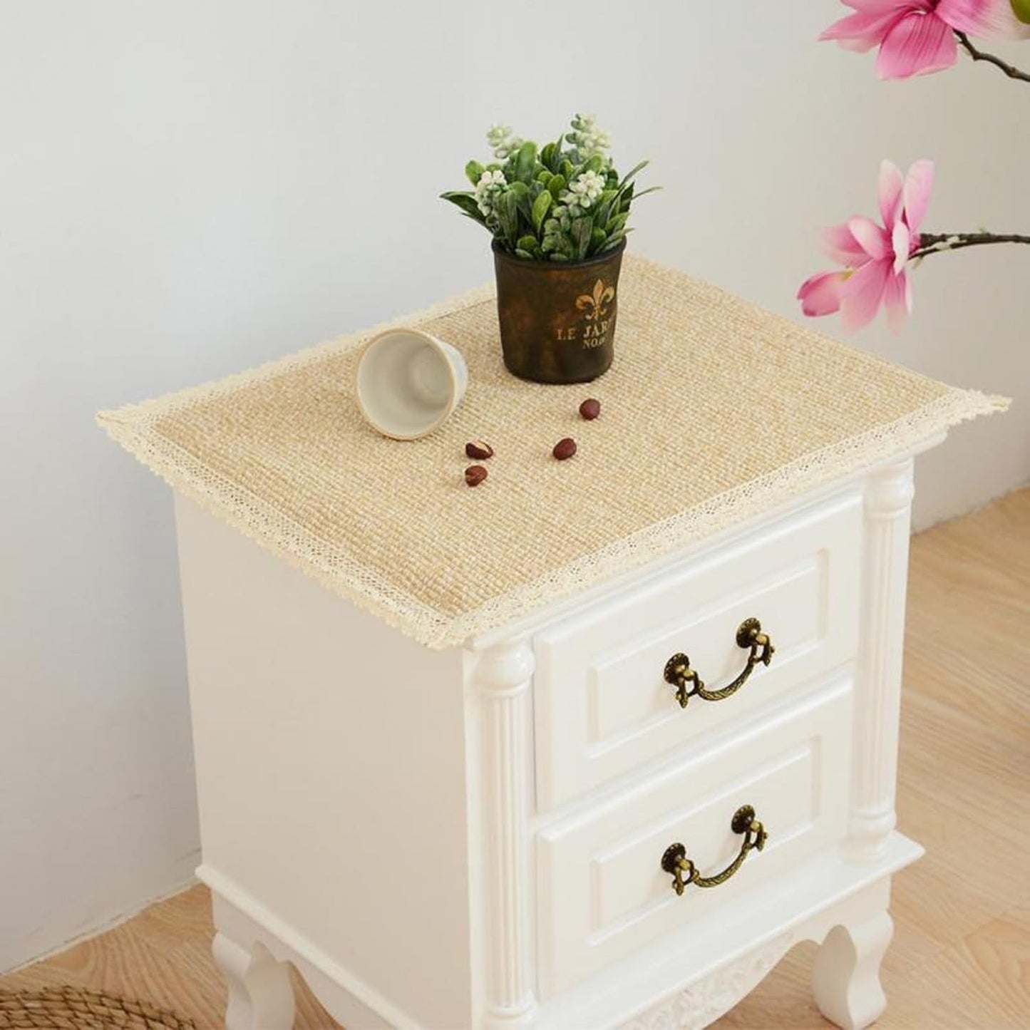15.75 x23.6 Tablecloth Nightstand End Tabletop Dust Cover Night Stand Table Linen - Khaki