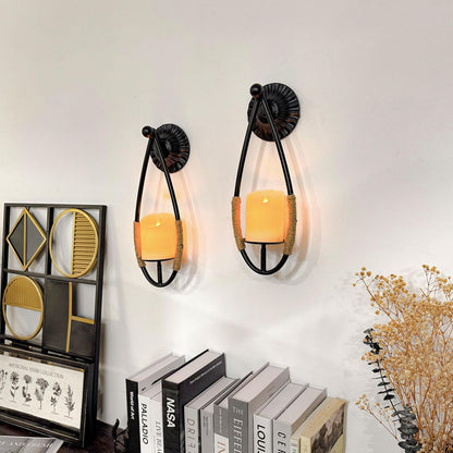 Set 2 Aimto Wall Sconce Candle Holder Black Wall-Mount Metal Candle Holders Hanging Iron Wall Candle Sconce Holder