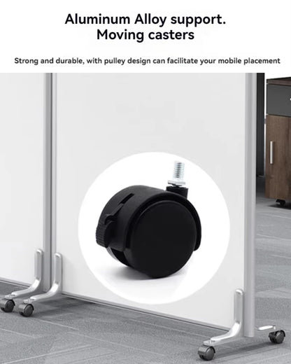 OUOQNUE Foldable Office Partition Divider with Wheels, Movable Privacy Screen Panel, Portable Room Divider Wall, Modular Workspace Separator for Office, Conference Home and Hospital White+Gray 10 Pcs
