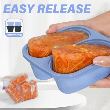Mossime Silicone Soup Freezer Molds: 1 Cup Silicone Freezer Trays with Lid - 4 Packs Easy Release Soup Freezer Containers - 250ml 125ml Portion Large Cubes for Ice Soup (4, Blue/Purple)