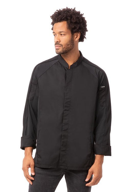 Chef Works Men's Valencia Chef Coat, Black, Large