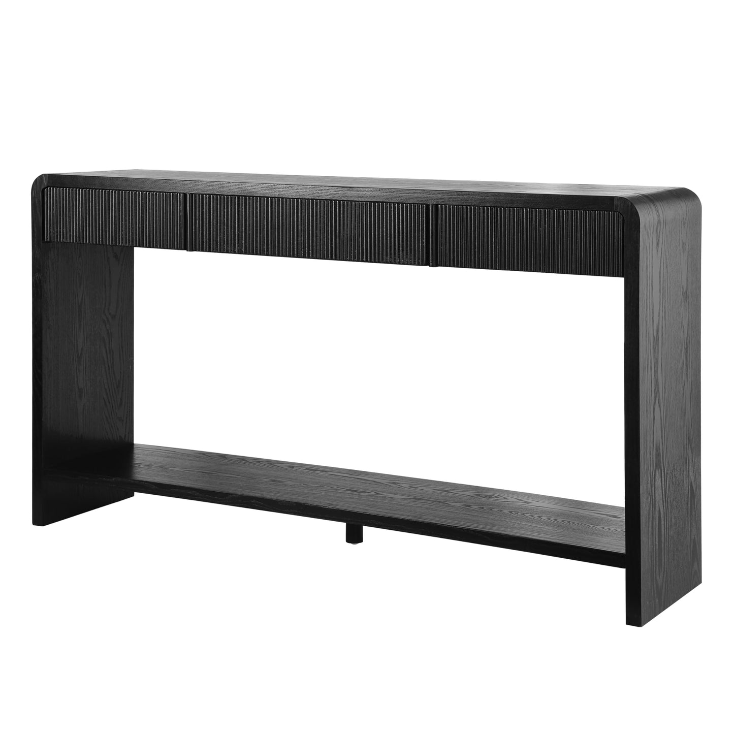 Christopher Knight Home Mimid Modern Console Table with Drawers, Wooden Narrow Console Table with Storage, Sofa Behind The Couch Table with Storage+Bottom Shelf, Black