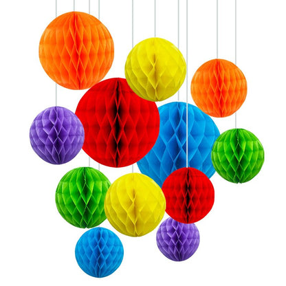ZOOYOO 12Pcs 6" 10" Honeycomb Balls Decorations Hanging Tissue Paper Pom poms for Birthday Wedding Engagement Holidays Home Decor Fiesta Mexican Party(Rainbow)