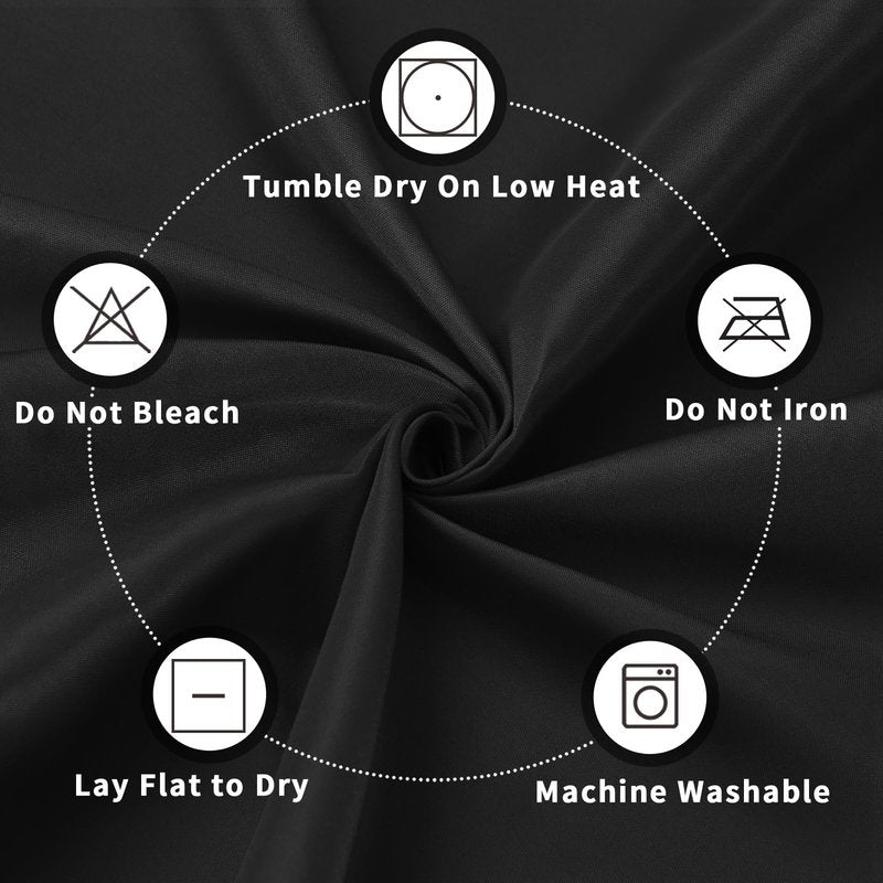 PureFit 6 Pack Rectangle Black Table Cloths 60 x 126 Inch for 6Ft Tables, Stain and Wrinkle Resistant Table Linens for Home Use, Wedding, Party, Banquet and Camping