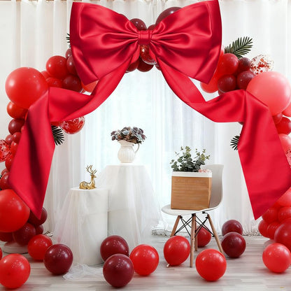 Christmas Decorations - 6.5 Ft Giant Christmas Bows for Tree Decor, Large Satin Coquette Decorative Bows for Tree Topper Wall Wedding Birthday Home Room Party Valentines (red)
