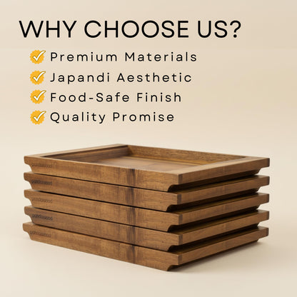 PANDAWOOD Wood Serving Tray - Large Acacia Wooden Tray for Coffee Table Ottoman - Ottoman Tray Decor - Rectangle Wood Tray for Kitchen Counter 15.7"x11"