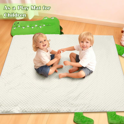 Toddler Nap Mat,Crocodile Kids Sleeping Bag 67‘’×27‘’,Extra Large Slumber Bag Thick with Removable Pillow for Girls Boys,Soft Plush Roll Up Sleeping Mat Lightweight for Preschool,Daycare,Travel,Green