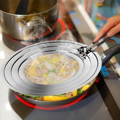 Stainless Steel Splatter Screen for Frying Pan - Grease Splatter Guard with Folding Handle - Cover Oil Splash from Bacon, Oil, or Deep Fryer - Food Strainer and Universal Cookware