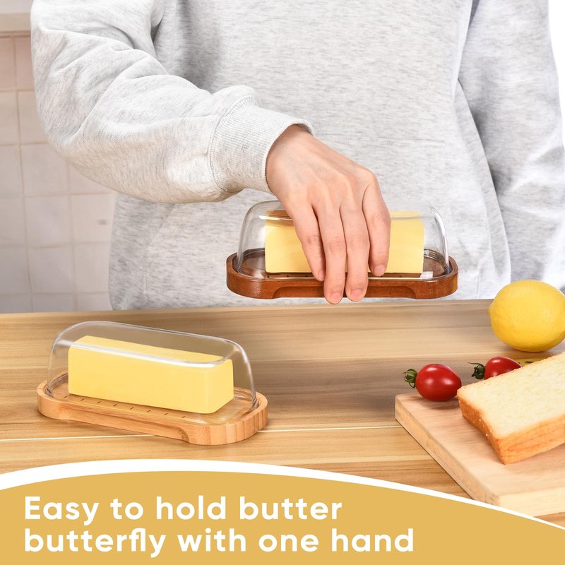 Butter Dish with Lid, Butter Container Holds for East/West Coast Butter, Butter Tray with Lid Fridge - Butter Holder for Counter, 2026 Upgrade