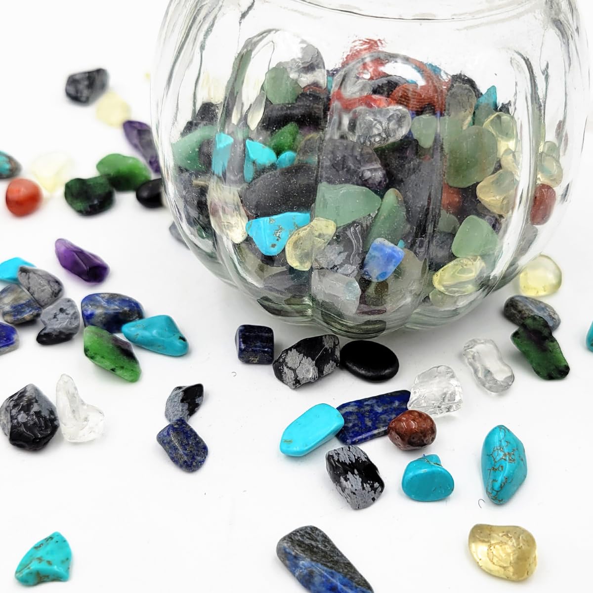 SeeuFun 10 Kinds Gemstones and Crystals Set Tumbled Chps Crystals for Jewelry Making,Candle Making,Crushed Stones,Shungite,Snowflake Obsidian,Citrine(Yellow)