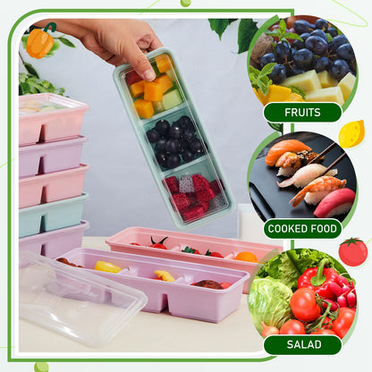 Hushee 10 Pack 17 oz Small Meal Prep Containers with 3 Compartments Snack Containers with Lid Disposable Plastic Bento Box Travel Lunch Food Boxes Stackable for Office Picnic (Purple,Pink,Mint Green)