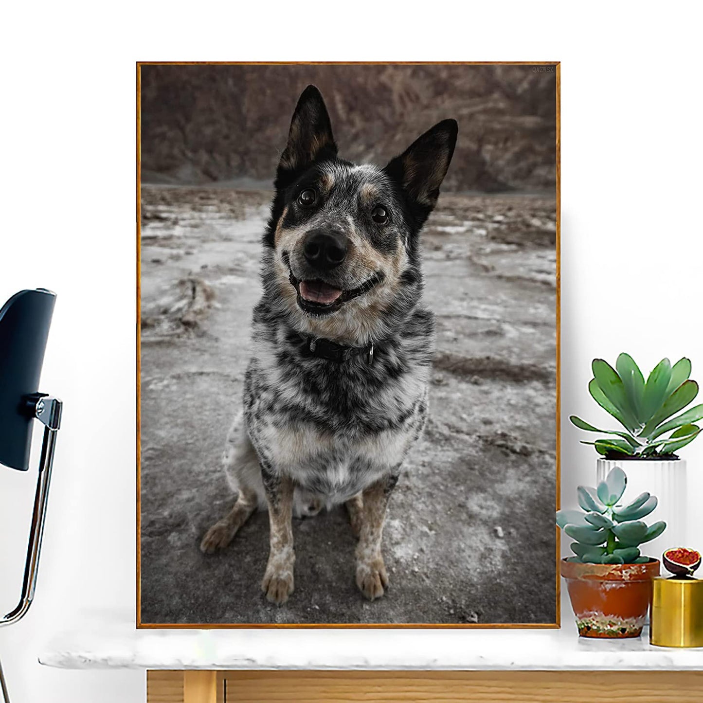 QAZWSX Blue Heeler Diamond Dots Australian Cattle Dog 5D Diamond Art Painting Kits Full Round Drill Rhinestone Embroidery Crystal Mosaic DIY Craft Home Wall Decor 12x16 inch