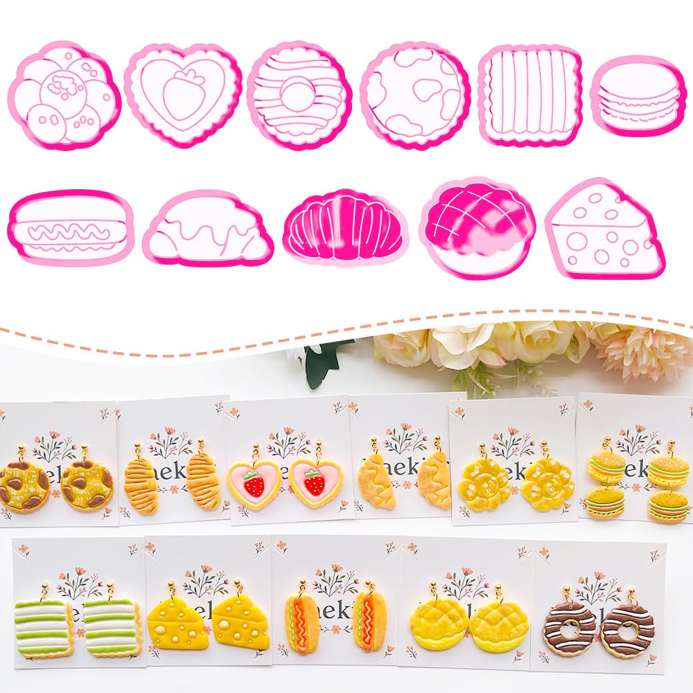 Xaekicr French Patisserie Polymer Clay Cutters Set - 11pcs Sweet Bakery Shapes Including Macaron, Donut, Croissant, Cheesecake & Tart for DIY Earring Jewelry, Soft Clay Crafts, Scrapbooking Decor
