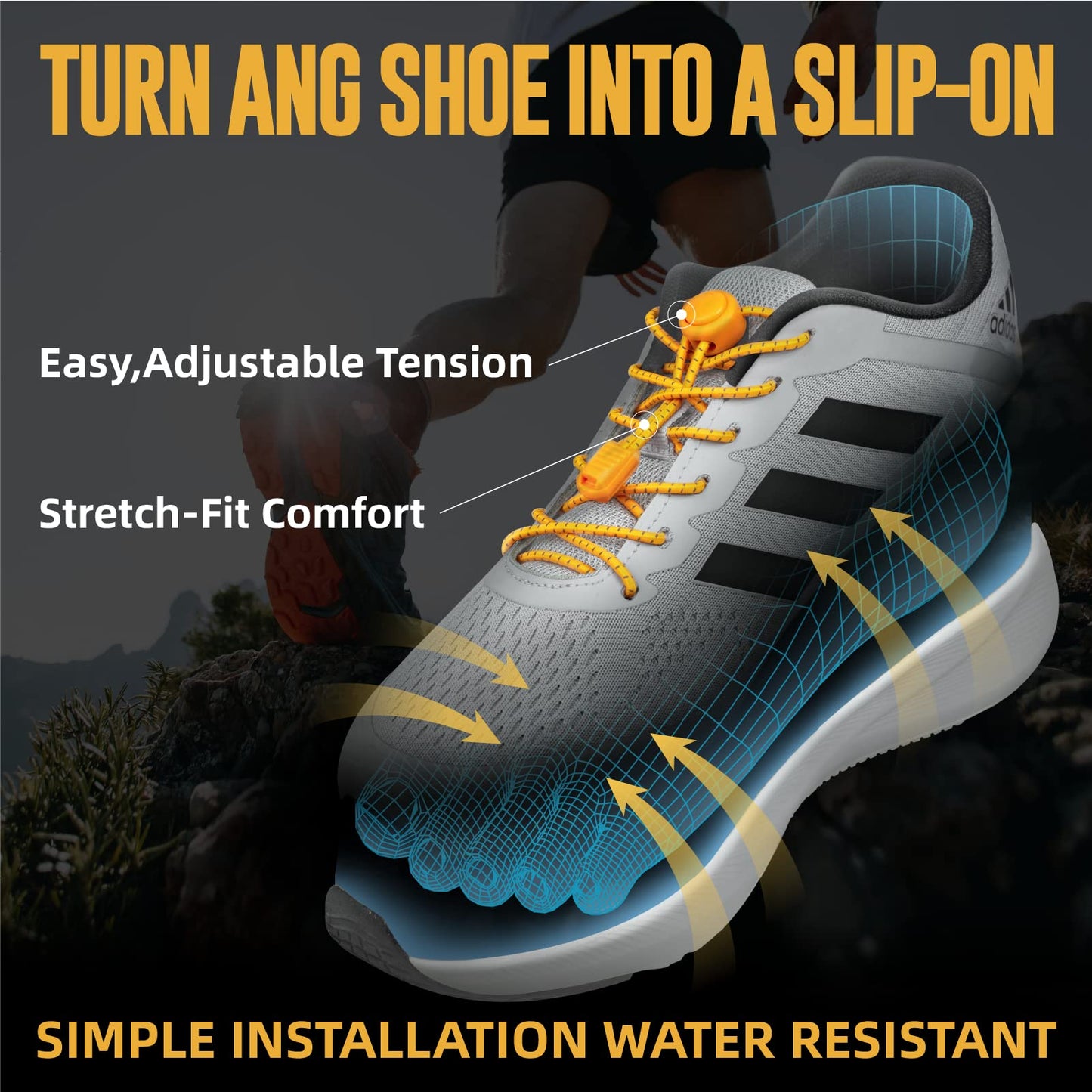 No Tie Shoelaces - Tieless Elastic Shoe Laces - Strong Lock Shoelaces for Sneakers - One Size Fits All for Adults and Kids(Black)