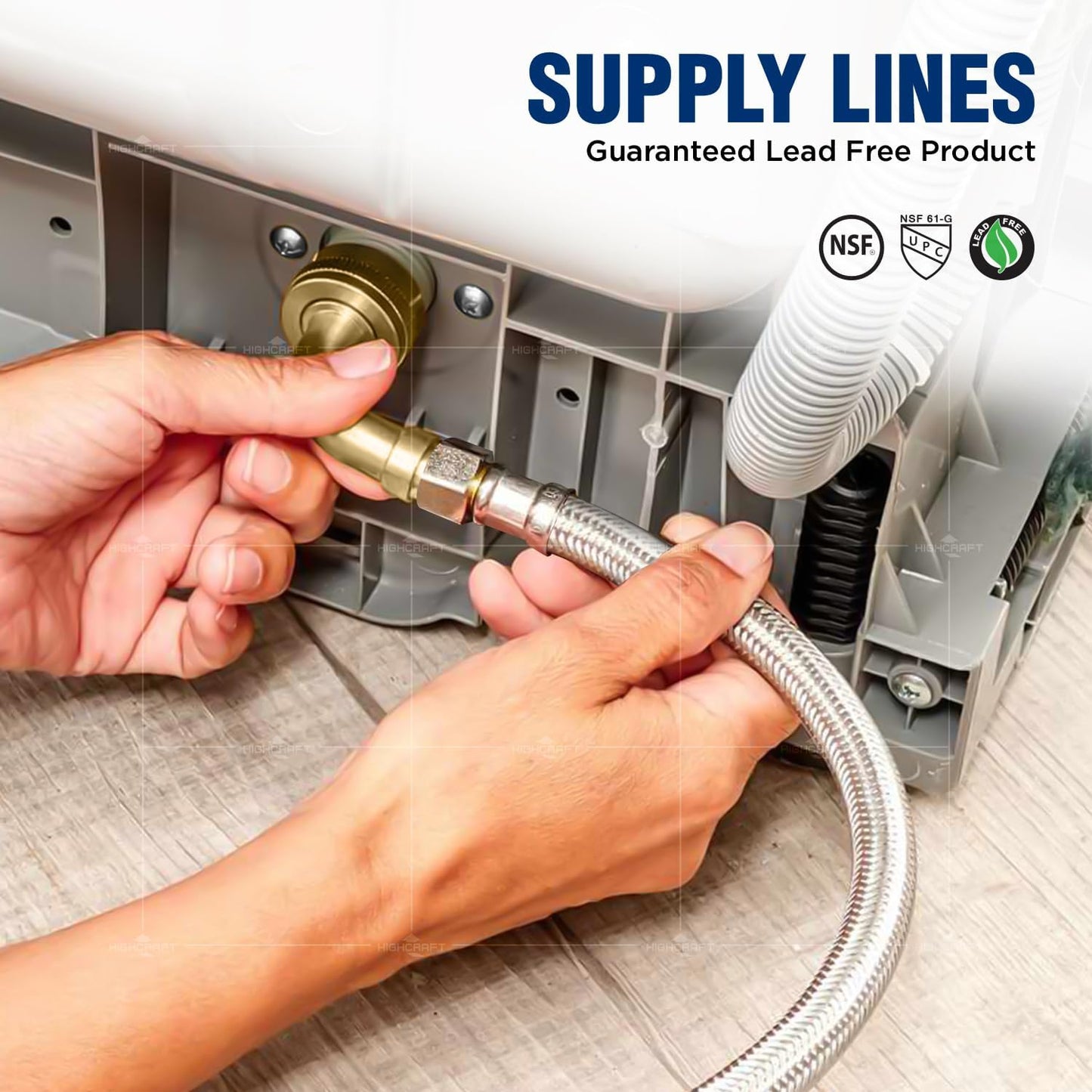 CNCT28760-OM Connector, 60 Inch Dishwasher Supply Line with Swivel Elbow, Connects Dishwasher to Water