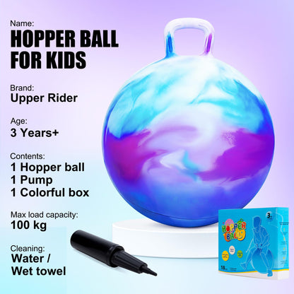 Upper Rider Hopper Ball for Kids 3-6, 18" Hippity Hop Balls, Outdoor Toys for Kids Ages 4-8 Bouncy Ball with Handle, Hopping Ball Birthday/Easter Gift Cloud