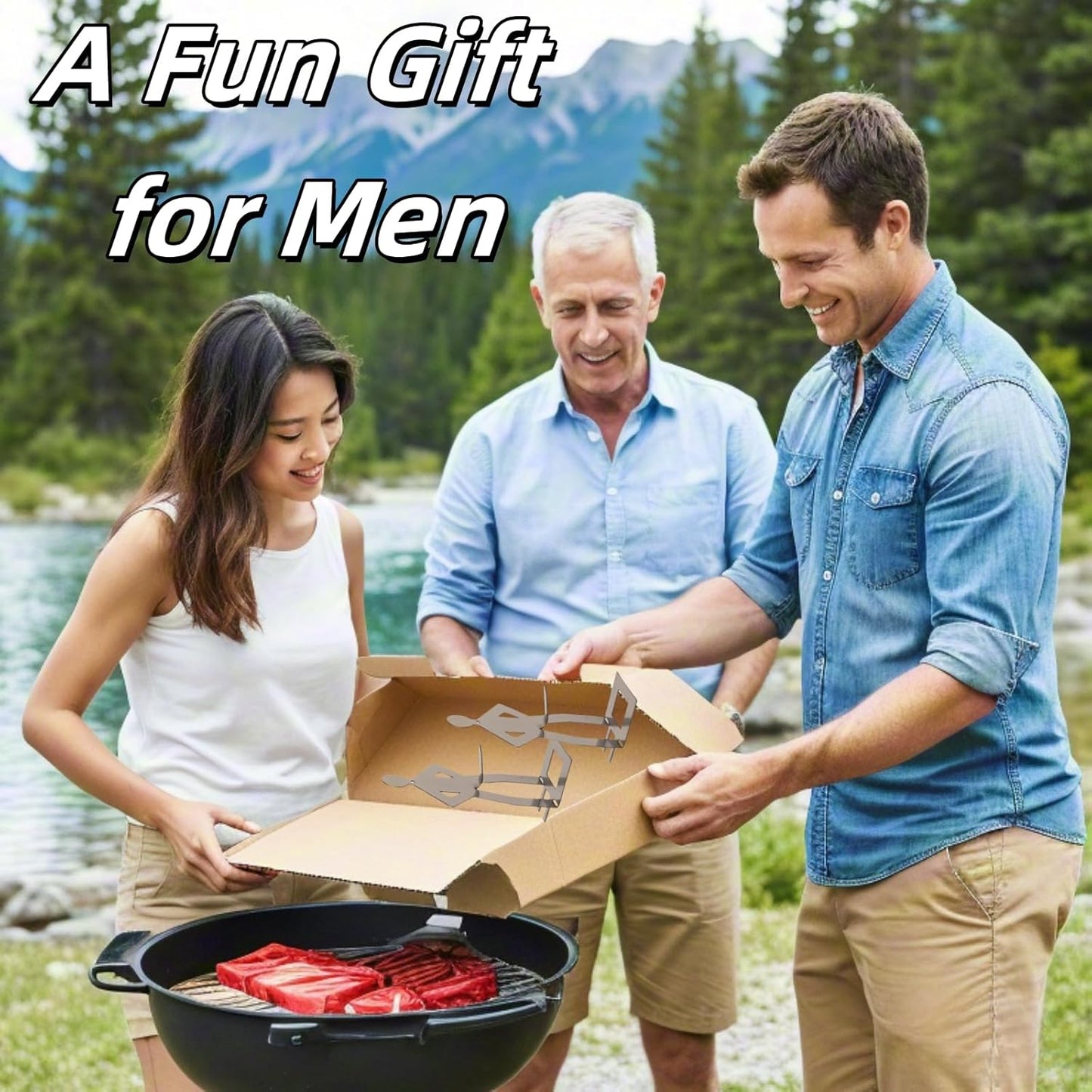 natalieenati 4 PCS Funny BBQ Stand Man Hot Dog Holder-Reusable Stainless Steel Hotdog and Sausage Stand-Portable Hot