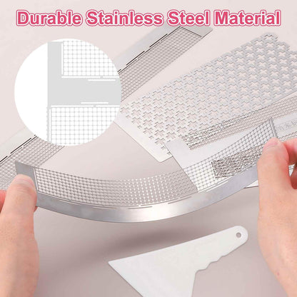 MECCANIXITY Diamond Paint Ruler Kit, Stainless Steel Drawing Ruler with 800 Blank Grids Diamond Mesh Round Dot Drill Alignment Tools for DIY Art Paints Crafts (6.1 x 2.68inch, #140/#141)