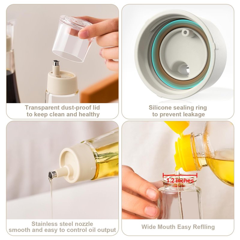 Summark Diamond Oil and Vinegar Dispenser for kitchen,Olive Oil Dispenser Bottle,Elegant Glass Cooking Oil Dispenser,Dispenser Bottle of 10 OZ