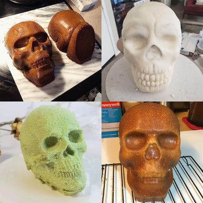 JETKONG Extra Large Silicone Skull Cake Mold, Haunted Skull Baking Cake Pan for Halloween and Birthday Party