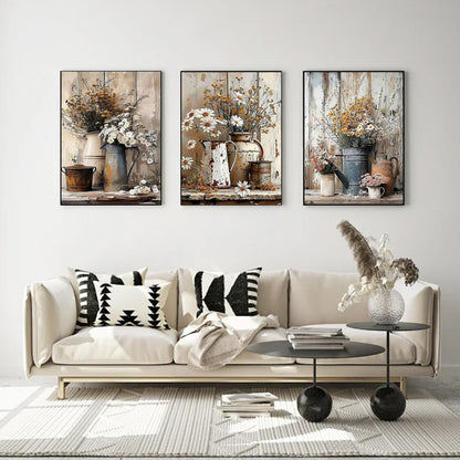 Diamond Art Kits for Adults Beginner, 3 Pack Rustic Farmhouse Daisy Painting Diamond Kits 5D Diamond Dots Gem Art Crafts with Tools Round Full Drill Funny Crafts for Home Wall Decor&Gift 12x16 inch