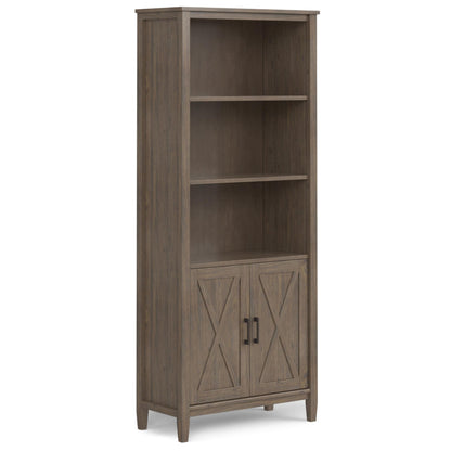 SIMPLIHOME Ela Bookcase - 72 inch Tall 5-Shelf Solid Wood Bookshelf in Smoky Brown, Transitional Storage for Living Room, Study Room or Office with Open Design and Sleek Panel Detailing