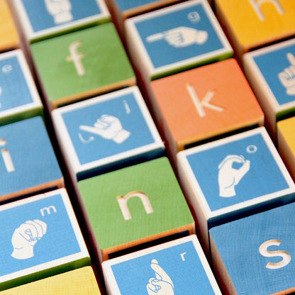 Uncle Goose American Sign Language Learning Blocks - 28 Piece Set, Ages 2+