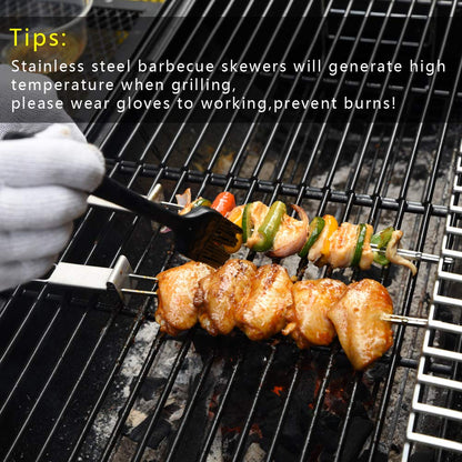 CMYK Barbecue Skewers, 6-Pack 13" Stainless Steel Grilling Skewers with Slider, Reusable Metal BBQ Shish Kabob Skewers Sticks