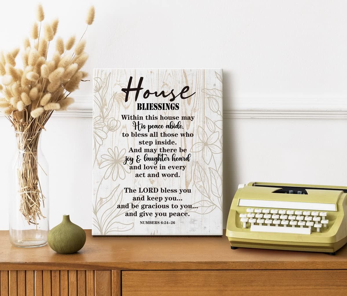 Canvas Wall Art House Blessing Decor, Inspirational Quote Prints for Home, Christian Family Gift, 12x15