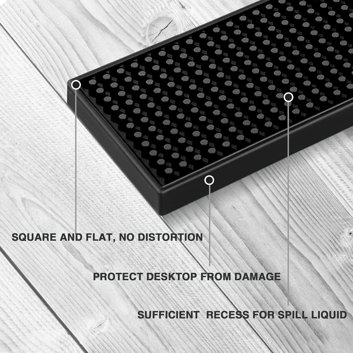 17.5x3.5 inches (Pack 2) BARsics Long PVC Bar Rail Mat Non-Slip Serving Spill Mat