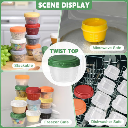 24pcs 4 oz 1/2 Yomarket Small Plastic Containers with Lids, Reusable Cup Small Food Storage Containers, Leakproof