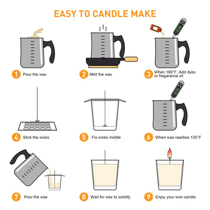 Ohcans Candle Making Kit Supplies for Beginners, Soy Wax DIY Candle Making for Adults, with 900ml Candle Make Pouring Pot, Candle Wicks, Wicks Sticker, Wicks Holder,Soy Candle Wax