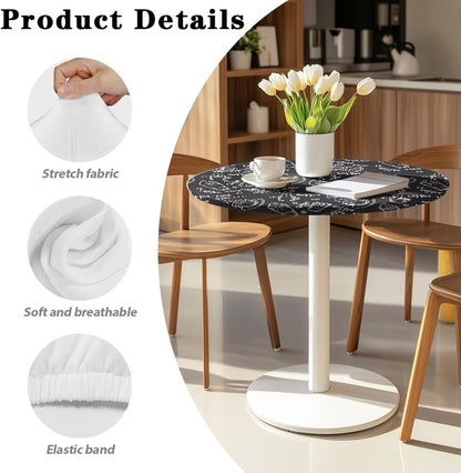 24 24 Inch x Cocktail Table Topper Covers Small Round Table Cloth with Elastic Fit Washable Table Cloth Decorative
