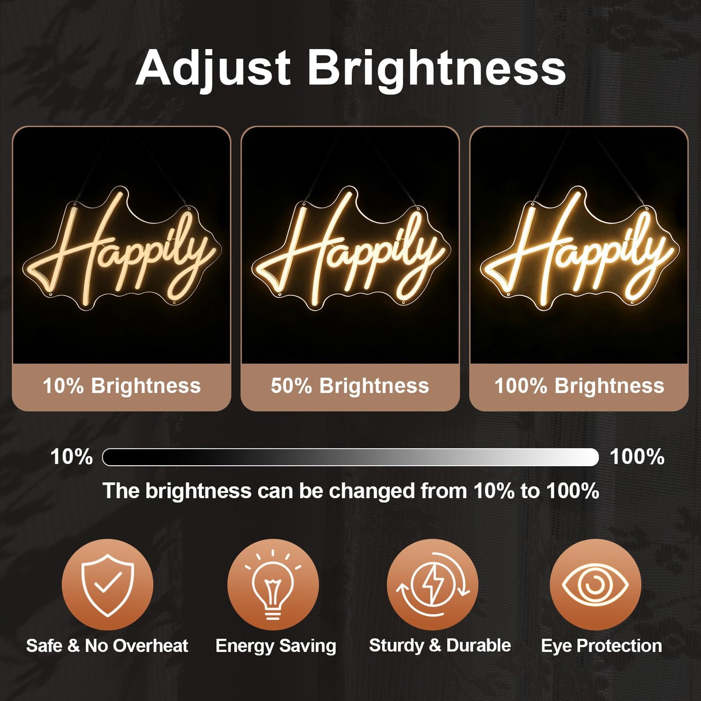 Happily Ever After Neon Sign - Warm White LED Neon Light for Wedding Backdrop - Large 40 x11.8 In Split Light Up Sign for Wall Decor, Dimmable Aesthetic LED Sign for Engagement Party & Reception Decorations
