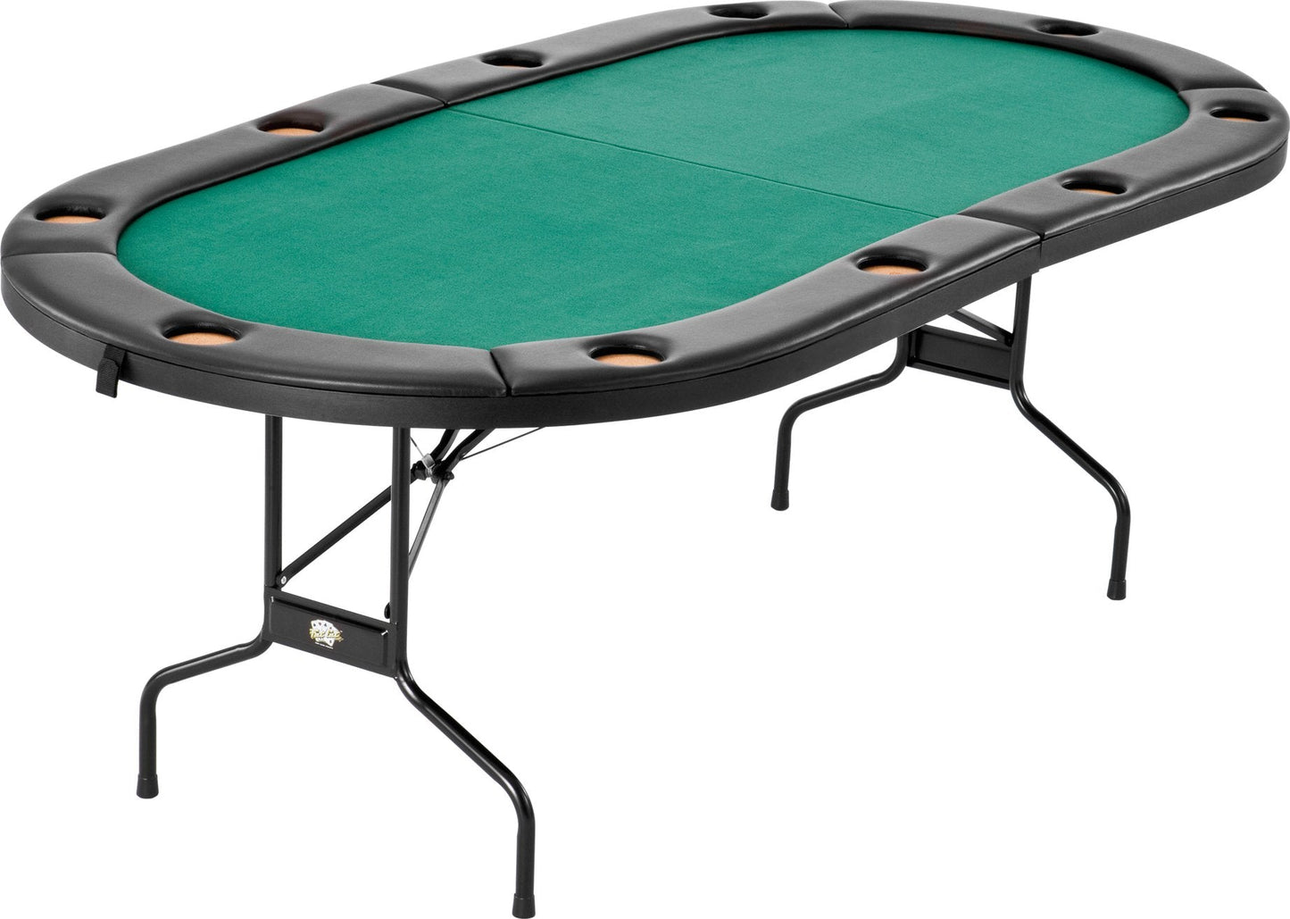 Fat Cat Folding Poker Table for 10 Players, Foldable Texas Holdem Casino Table with Cushioned Rail, Drink Holders, and Green Felt Top
