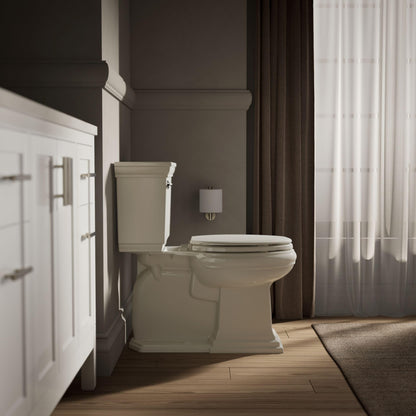 KOHLER 4694-96 Ridgewood Elongated Toilet Seat, Compression-Molded Wood, Color-Matched Plastic Hinges, Biscuit