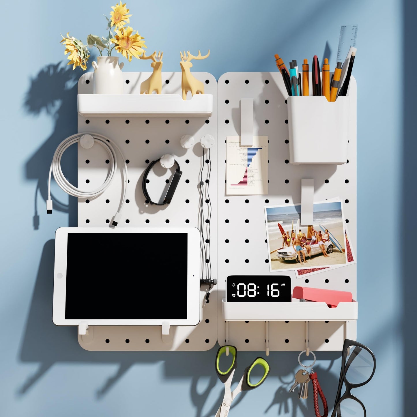 DAIMOT Pegboard Combination Kit - Pegboards and Accessories Modular Hanging for Wall Organizer, Crafts Organization, Ornaments Display, Nursery Storage, Peg Board (2)