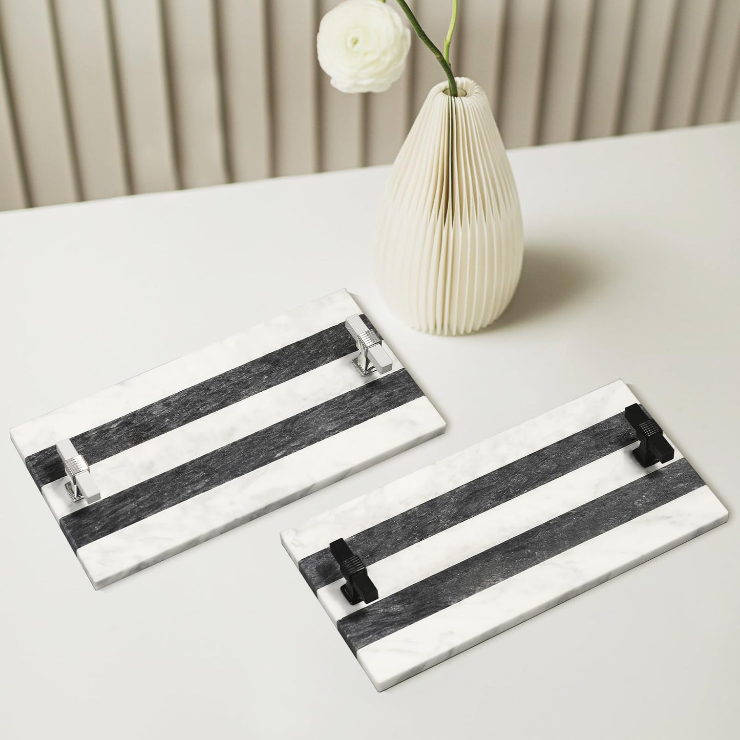 Guest Towel Holder Tray for Bathroom, Marble Guest Napkin Holder, Disposable Hand Towel Holder, White and Black Bathroom Accessories Decor, Paper Towel Holder Tray, Napkin Tray wash Cloth Holder