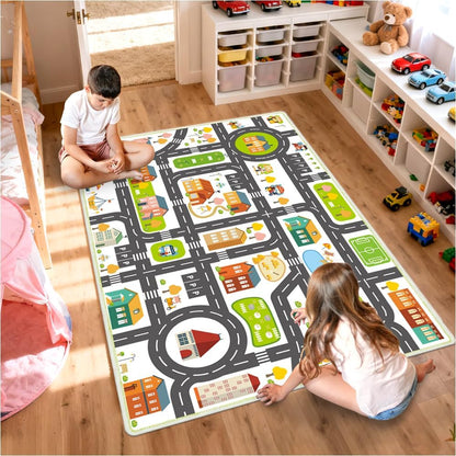 31' 47' 31"x47") Kids Rug x Car Rug Play Mat for Track Toys, Road Rugs for Kids, Area Rugs Soft Non Slip Fun Car Carpet