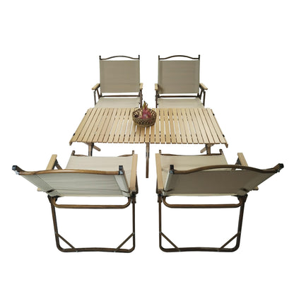 Wooden Folding Dining Set with 4 Chairs, Portable Picnic Table Set for Outdoor Camping and Indoor Kids