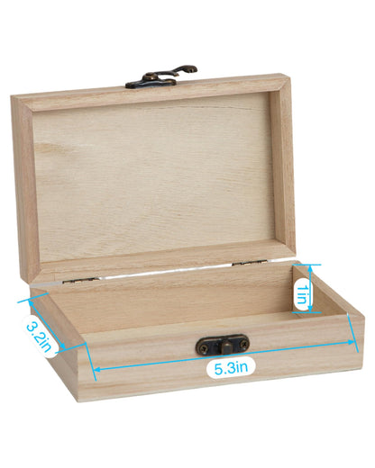 Xhqsulsclac 12PCS Unfinished Handmade Wooden Boxes, 5.8X3.8X1.8in Small Keepsake Box Jewelry Storage Handmade DIY Wooden Boxes Hinged Cover with Front Clasp