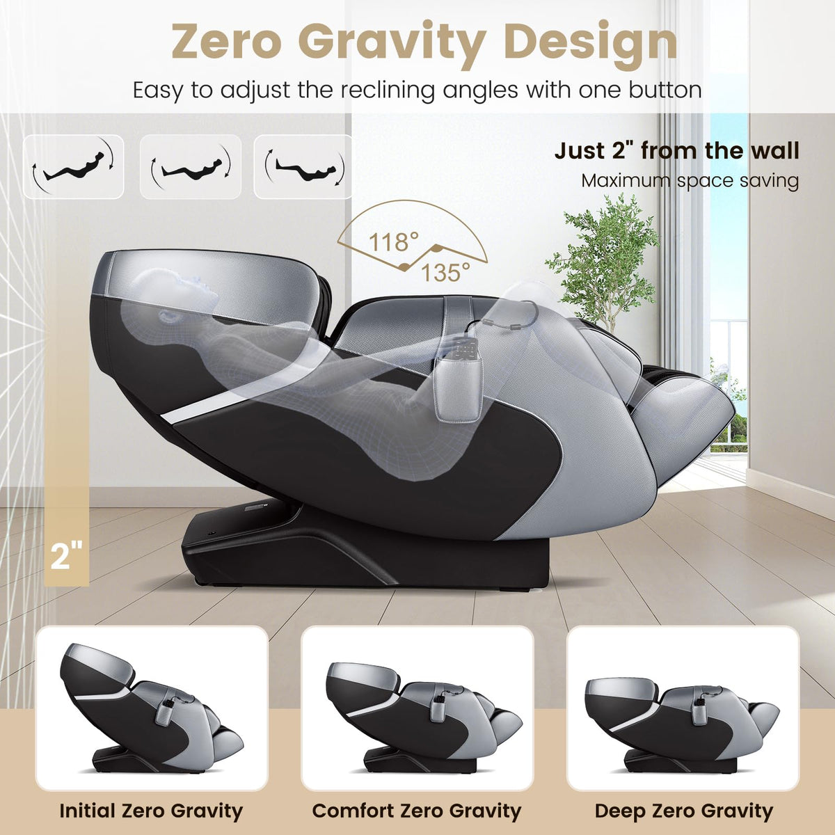 Giantex Full Body Massage Chair - Zero Gravity Shiatsu Massage Recliner with SL Track, Voice Control, Heat, Foot Roller, Thai Yoga Stretch, Airbags, 12 Auto Modes, 5 Manual Modes, Free Indoor Delivery