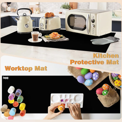 49.2" x 15.7" Large Silicone Mat for Kitchen Counter Protector, Cuttable Silicon Countertop Protector Mat Heat Resistant Mats for Countertop, Cut to Fit Placemat Ship Roll by Foepoge, Black