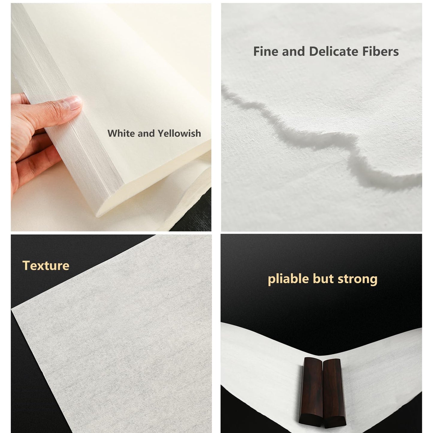 Xuan Paper Half Raw, 13.4" x 27.2" - 100 Sheets, Chinese Japanese Calligraphy Practice, Writing Drawing Rice Paper,Premium Japanese Sumi Paper