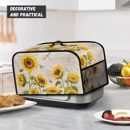 Sunflower Slow Cooker Dust Cover, Dragonfly Small Appliance Covers, Home Decor Insulated Bags for Rice Cooker Storage,